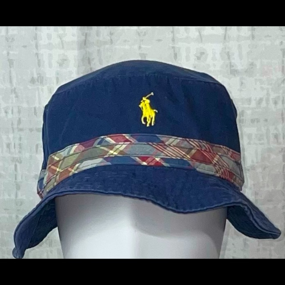 🐎Polo Ralph Lauren Navy Plaid Bucket Hat